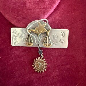vintage libra zodiac brooch